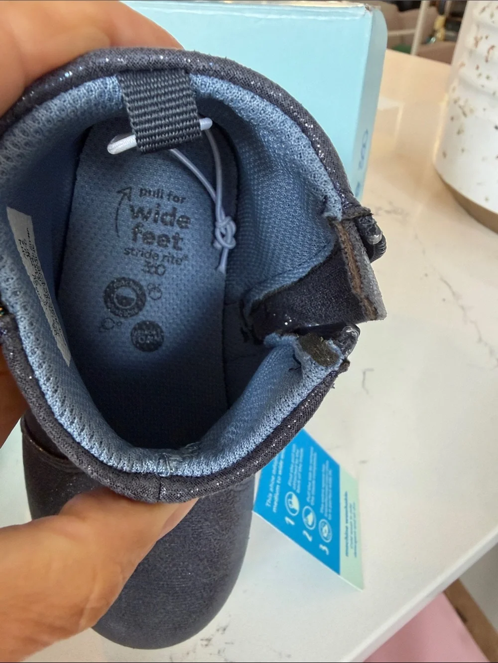 Stride Rite Toddler Shimmery Navy Side-Zip Boots